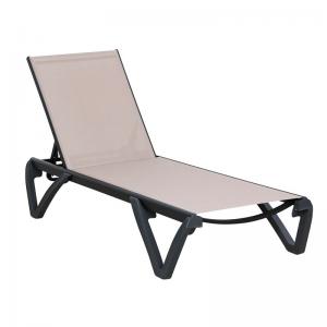 CAPRI K/D Ξαπλώστρα Αλουμίνιο Μαύρο, PP-UV Μαύρο - Textilene Cappuccino - 68/58x190x30cm