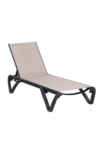 CAPRI K/D Ξαπλώστρα Αλουμίνιο Μαύρο, PP-UV Μαύρο - Textilene Cappuccino - 68/58x190x30cm