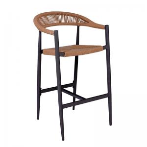 MADY Σκαμπό Bar, ALU Ανθρακί, Rope Wicker Φυσικό - 56x58x105cm