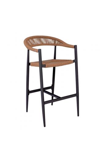 MADY Σκαμπό Bar, ALU Ανθρακί, Rope Wicker Φυσικό - 56x58x105cm