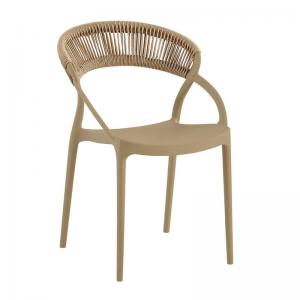 DORA Πολυθρόνα Στοιβαζόμενη, PP Tortora, Rope Wicker Φυσικό - 53x61x78cm