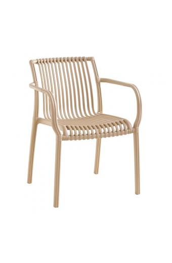MODENA Πολυθρόνα Στοιβαζόμενη, PP-UV Protection Tortora - 57x58x79cm
