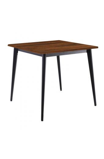 VIDAL Τραπέζι Μέταλλο Βαφή Μαύρο, Επιφάνεια 80x80cm/16mm Contract Sliq Walnut - 81x81x73cm