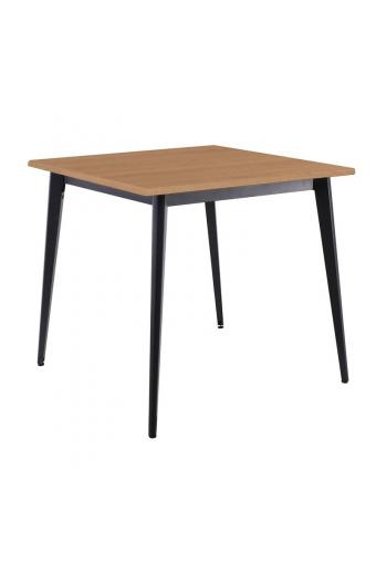 VIDAL Τραπέζι Μέταλλο Βαφή Μαύρο, Επιφάνεια 80x80cm/16mm Contract Sliq Beech - 81x81x73cm