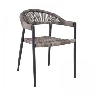 MADISON Πολυθρόνα Βεράντας- Κήπου, ALU Ανθρακί, Rope Wicker Γκρι, Στοιβαζόμενη - 58x56x78cm