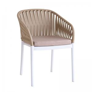 EMERY Πολυθρόνα Βεράντας-Κήπου PP-UV Sand Beige-Άσπρο, Μαξιλάρι Μπεζ (KD) - 56x59x80cm