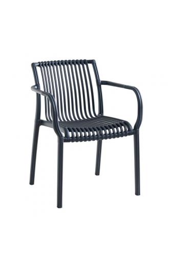 MODENA Πολυθρόνα Στοιβαζόμενη, PP-UV Protection Ανθρακί - 57x58x79cm