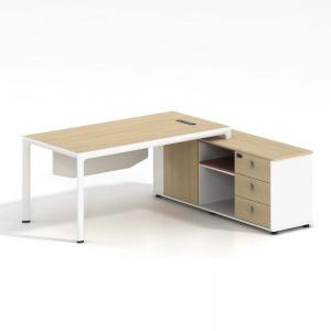 THESIS Γραφείο Δεξιά Γωνία, Απόχρωση Beech - Άσπρο - 160x80x75/160x40x65cm