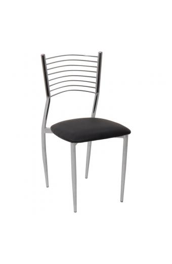 VIVIAN Καρέκλα Μέταλλο Χρώμιο, ΡVC Μαύρο