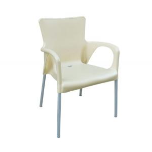 LARA Πολυθρόνα Pro Dining Στοιβαζόμενη, ALU Silver, PP - UV Protection Απόχρωση Εκρού - 60x52x85cm