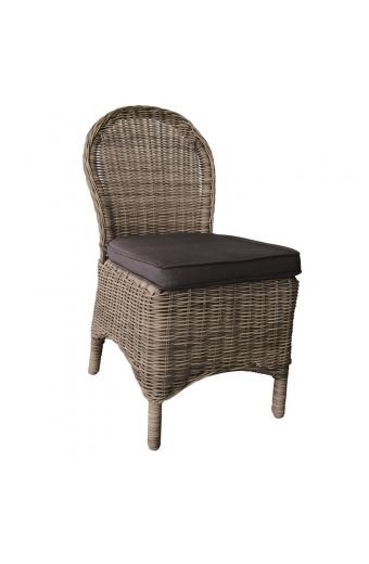 MONTANA Καρέκλα Τραπεζαρίας Κήπου ALU, Φ5mm Round Wicker Grey Brown, Μαξιλάρι Ανθρακί