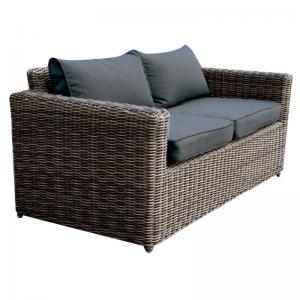 ARIZONA 2Θέσιος Καναπές Κήπου ALU, 4mm Half-Round Wicker Grey Brown, Μαξιλάρια Ανθρακί - 138x77x73cm