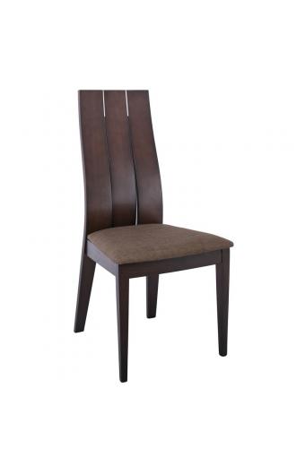 SAMBER Καρέκλα, Οξιά Καρυδί Burn Beech, Ύφασμα Καφέ - 50x57x101cm