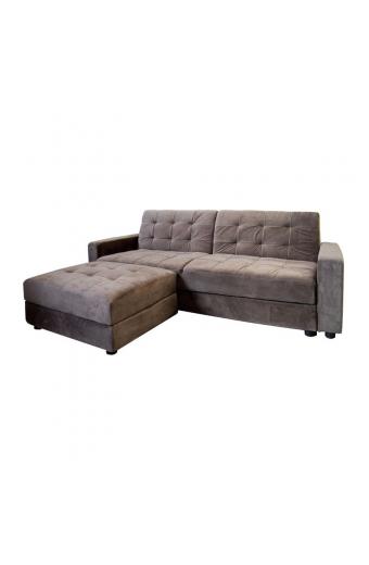 JACKSON Καναπές - Κρεβάτι και Σκαμπό με Χώρους Αποθήκευσης, Ύφασμα Grey Brown