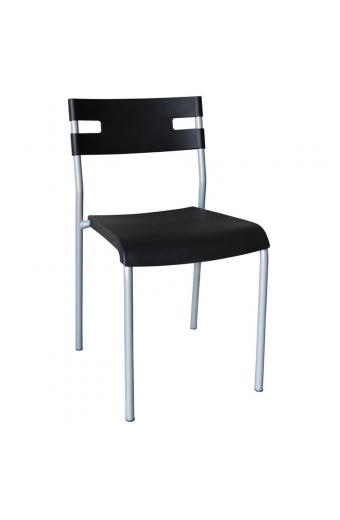 SWIFT Καρέκλα Στοιβαζόμενη Mέταλλο Βαφή Silver, PP Μαύρο