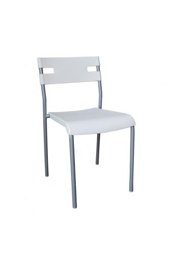SWIFT Καρέκλα Στοιβαζόμενη Μέταλλο Βαφή Silver, PP Άσπρο
