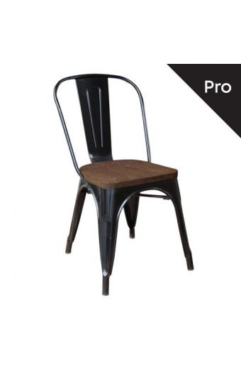 RELIX Wood Καρέκλα-Pro, Μέταλλο Βαφή Μαύρο, Απόχρωση Ξύλου Dark Oak