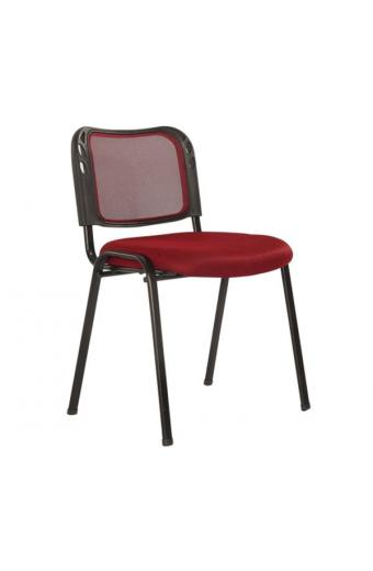 SIGMA Στοιβαζόμενη Καρέκλα Μέταλλο Βαφή Μαύρο - Mesh Μπορντώ