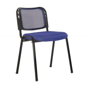 SIGMA Στοιβαζόμενη Καρέκλα Μέταλλο Βαφή Μαύρο - Mesh Μπλε