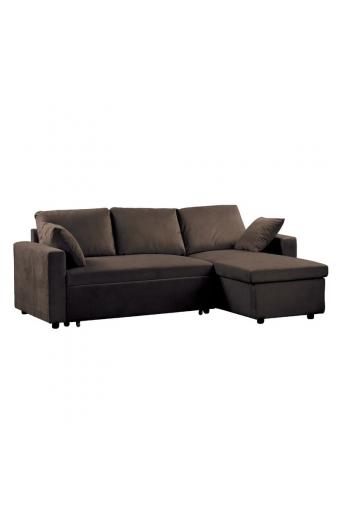 MONTREAL Καναπές Κρεβάτι Γωνία Αναστρέψιμη με Αποθηκευτικό Χώρο, Microfiber Σκούρο Καφέ