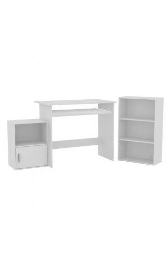 DECON Set Γραφείο Άσπρο: Γραφείο 90x50x75cm Βιβλιοθήκη 50x23x80cm Ντουλάπι 41x29x54cm - 90x50x75-50x23x80-41x29x54cm