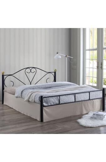 LAZAR Κρεβάτι Διπλό, για Στρώμα 160x200cm, Μέταλλο Βαφή Μαύρο