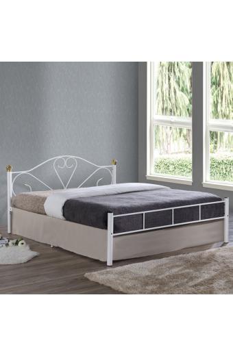 LAZAR Κρεβάτι Διπλό, για Στρώμα 160x200cm, Μέταλλο Βαφή Άσπρο