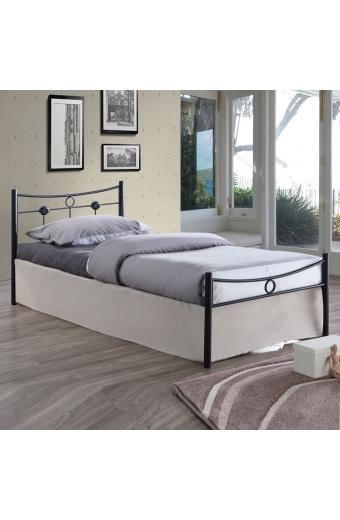 DUGAN Κρεβάτι Μονό, για Στρώμα 90x200cm, Μέταλλο Βαφή Μαύρο - 96x205x83cm