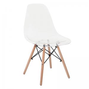 ART Wood Καρέκλα Τραπεζαρίας - Κουζίνας, Πόδια Οξιά, Κάθισμα PET Clear - 1 Step K/D