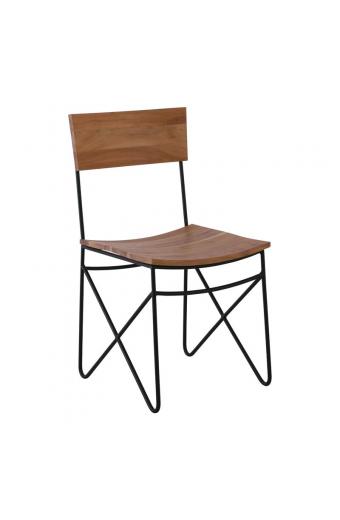 NAGAR Καρέκλα Μέταλλο Βαφή Μαύρο, Ξύλο Ακακία Φυσικό