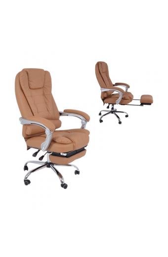 BF9700 Relax Πολυθρόνα Γραφείου Διευθυντή, με Υποπόδιο, Βάση Χρώμιο,PU Μπεζ - 67x72x120/128cm