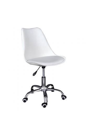 MARTIN Καρέκλα Γραφείου Χρώμιο PP Άσπρο, Κάθισμα: Pu Άσπρο Μονταρισμένη Ταπετσαρία Συσκ.2