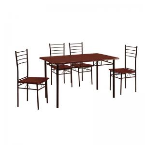 VELLINO Set Τραπεζαρία Κουζίνας, Μέταλλο Βαφή Μαύρο - Κερασί: Τραπέζι + 4 Καρέκλες