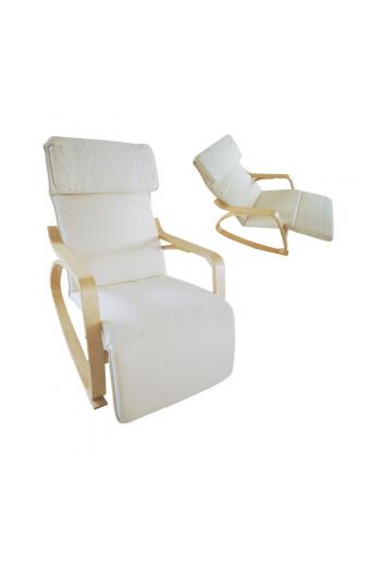 HAMILTON Super Relax Πολυθρόνα Σαλονιού - Καθιστικού, Σημύδα, Ύφασμα Άσπρο