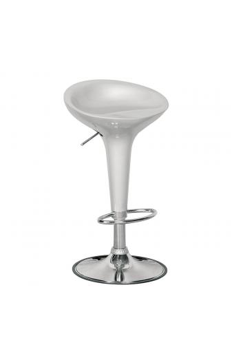 DISCO Σκαμπό BAR, Βάση Χρώμιο, ABS Silver, Ύψος Ρυθμιζόμενο, Περιστρεφόμενο - 44x40x71/92cm