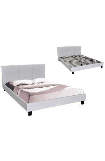 WILTON Κρεβάτι Διπλό, για Στρώμα 160x200cm, PU Άσπρο - 169x213x89cm