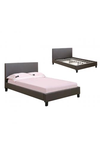 WILTON Κρεβάτι Διπλό, για Στρώμα 150x200cm, PU Σκούρο Καφέ - 159x213x89cm