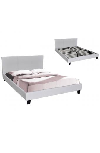 WILTON Κρεβάτι Διπλό, για Στρώμα 150x200cm, PU Άσπρο - 159x213x89cm