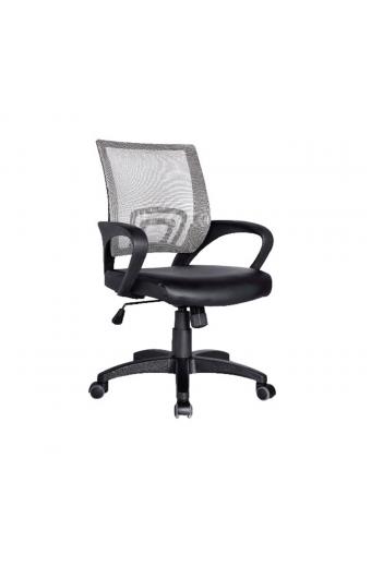 BF2101 Πολυθρόνα-Pro Γραφείου με Ανάκλιση, Γκρι Mesh - Μαύρο PU - 57x56x84/94cm