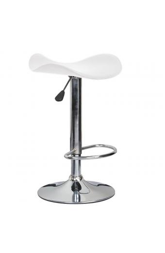 SADDLE Σκαμπό BAR, Βάση Χρώμιο, Pvc Άσπρο, Ρύθμιση Ύψους, Περιστρεφόμενο - 45x43x58/64-79/85cm