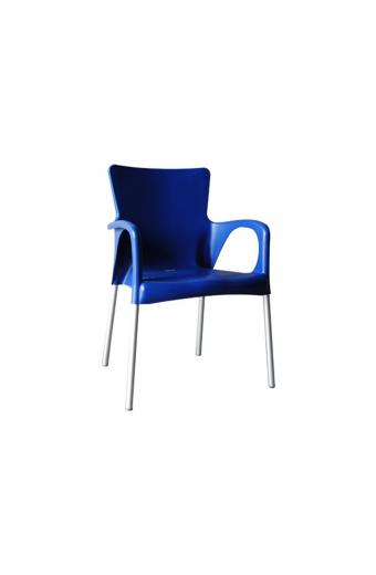 LARA Πολυθρόνα Pro Dining Στοιβαζόμενη, ALU Silver, PP - UV Protection Απόχρωση Μπλε - 60x52x85cm
