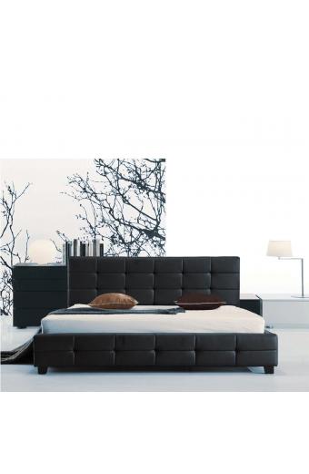 FIDEL Κρεβάτι Διπλό για Στρώμα 160x200cm, PU Μαύρο - 168x215x107cm