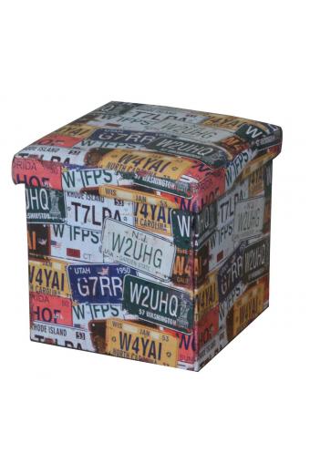 ORION Σκαμπό Αποθηκευτικό - Βοηθητικό, PU Deco Label - 38x38x38cm