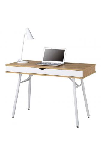ΓΡΑΦΕΙΟ Η/Υ Μέταλλο Βαφή Άσπρο, Melamine Beech - 115x55x75cm