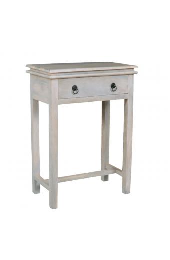 MAISON CONSOLE Έπιπλο Κονσόλα 1 Συρτάρι, Ξύλο Mango Antique Άσπρο - 60x34x80cm