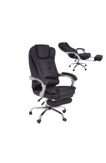 BF9700 Relax Πολυθρόνα Γραφείου Διευθυντή, με Υποπόδιο, Βάση Χρώμιο,PU Μαύρο - 67x72x120/128cm