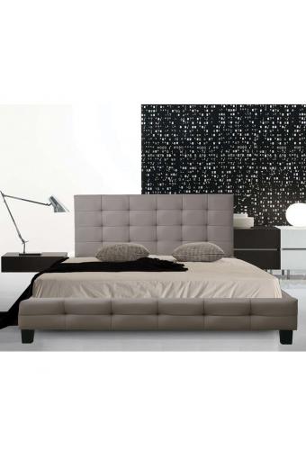 FIDEL Κρεβάτι Διπλό για Στρώμα 160x200cm, PU Απόχρωση Cappuccino - 168x215x107cm