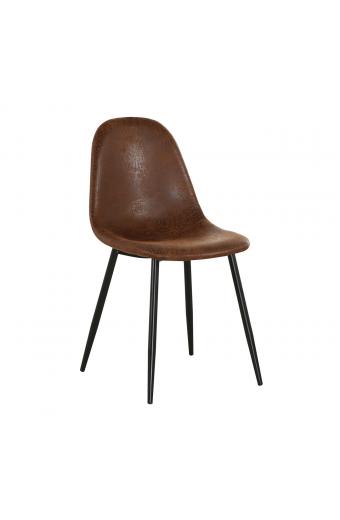 CELINA Καρέκλα Μέταλλο Βαφή Μαύρο, Ύφασμα Suede Καφέ - 45x54x85cm