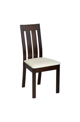 REGO Καρέκλα Οξιά Σκούρο Καρυδί, PVC Εκρού - 45x52x97cm