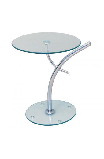 RAVEL Τραπεζάκι Βοηθητικό Χρώμιο - Γυαλί Clear Tempered - Φ50cm H.58cm